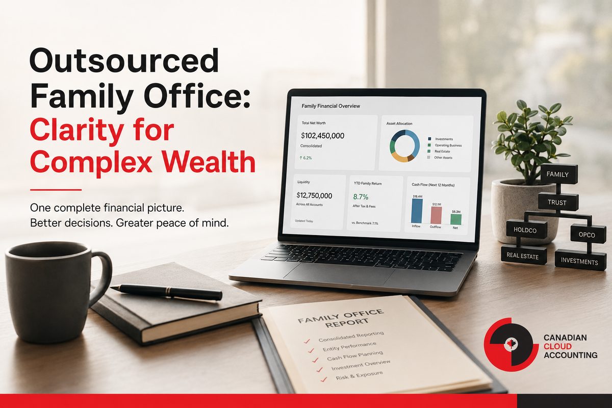 Outsourced family office consolidated reporting across family entities